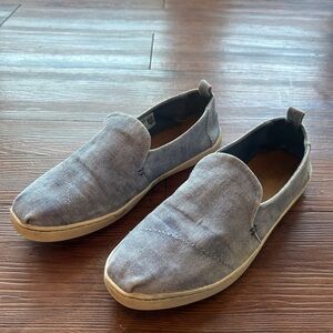 TOMS WOMENS DECONSTRUCTED CANVAS ALPARGATA SLIP-ONS SLATE BLUE